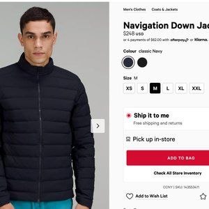 NWT Lululemon Navigation Down Jacket Classic Navy Size Medium